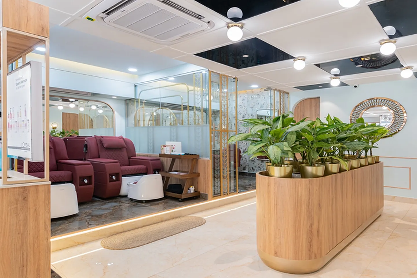 The styling and treatment lounge inside the CUT & STYLE salon in HSR Layout, Bengaluru